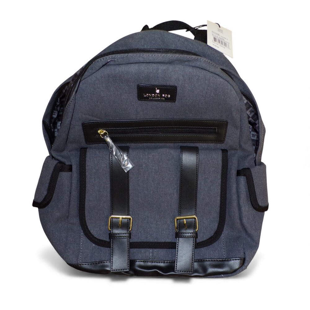 London Fog 100th Year Anniversary Collection Backpack 16" x 14" Denim Canvas NWT